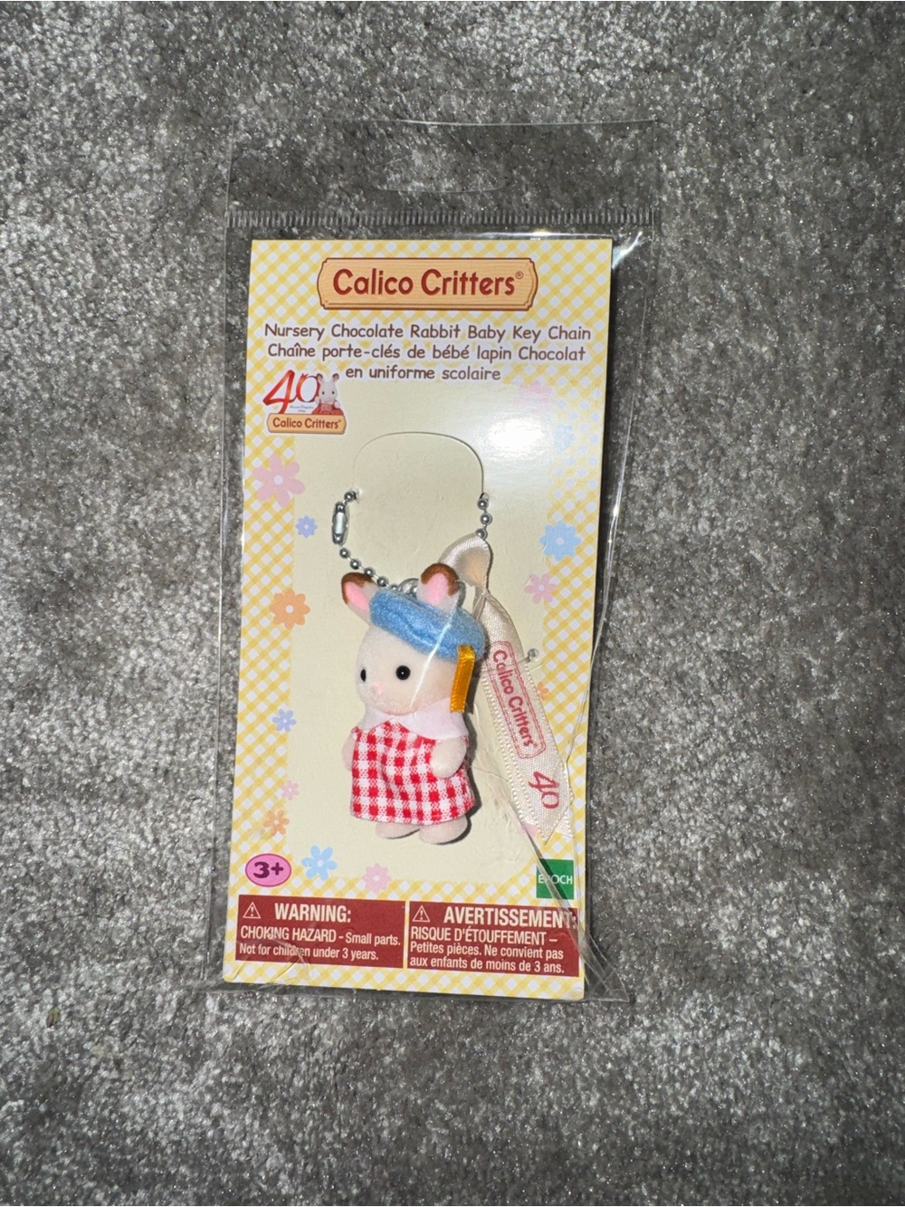 Calico Critters rabbit baby Red Gingham Key Chain